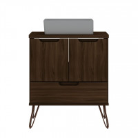 Manhattan Comfort 158GMC5 Rockefeller 26.38 Bathroom Vanity Sink 1.0 with Metal Legs in Brown